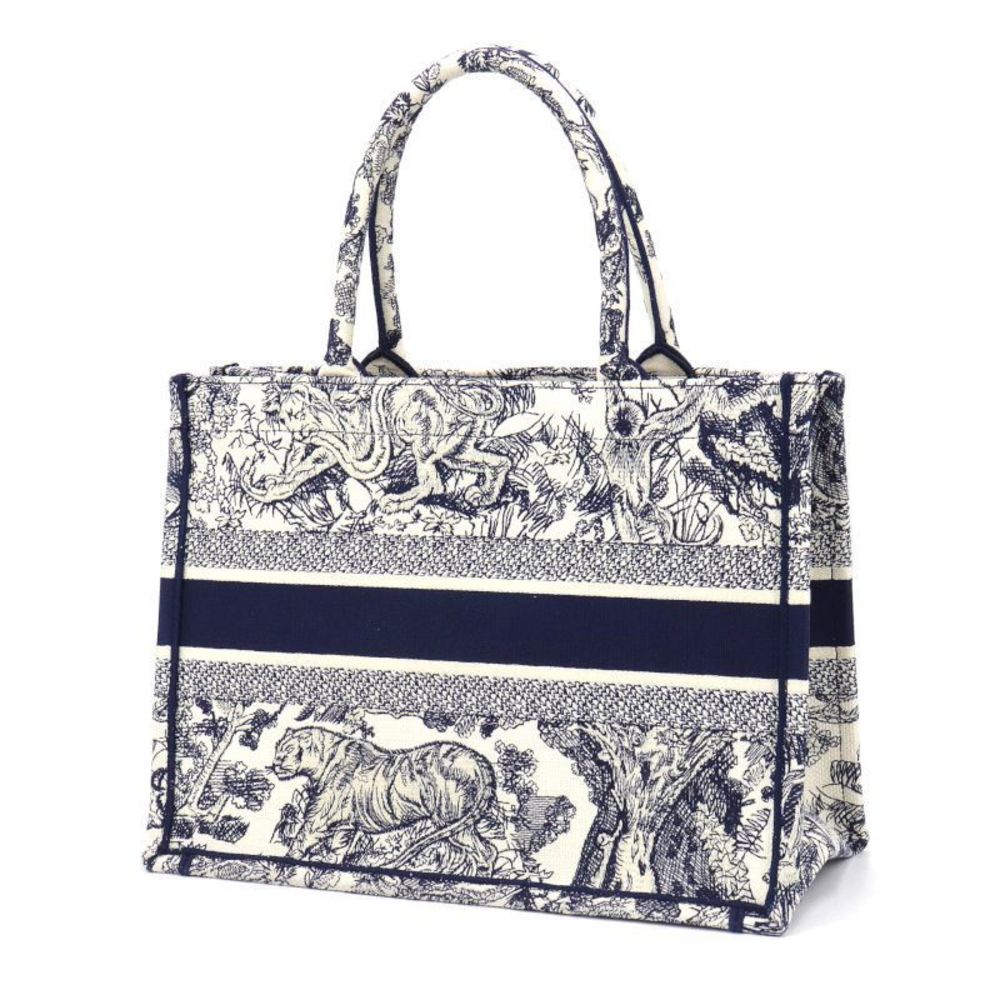 Dior  Navy Embroidery Jouy Christian de Bag Toile Tote